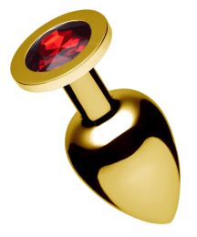 Gold Butt Plug with Ruby Gem- X-Large