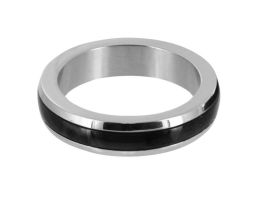 Stainless Steel Cock Ring with Black Band- Small