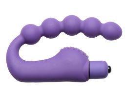 Silicone Beaded G-Spot Vibe with Clit Stimulator