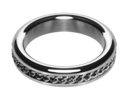 Metal Cock Ring with Chain Inlay- 2 In