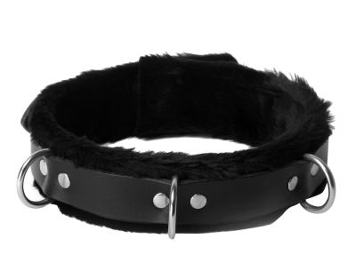 Strict Leather Narrow Fur Lined Locking Collar