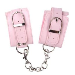 Grrl Toyz Pink Plush Wrist Cuffs with Chain